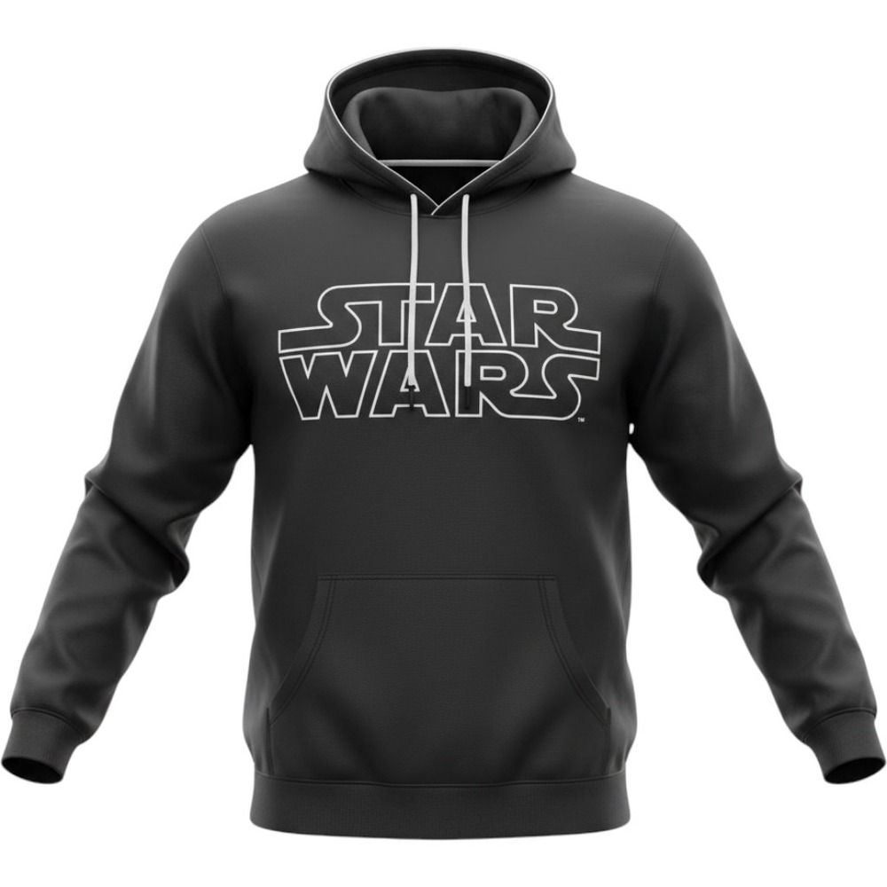 Star Wars Mens Black Performance Hoodie Logo Pullover Large LG 42/44